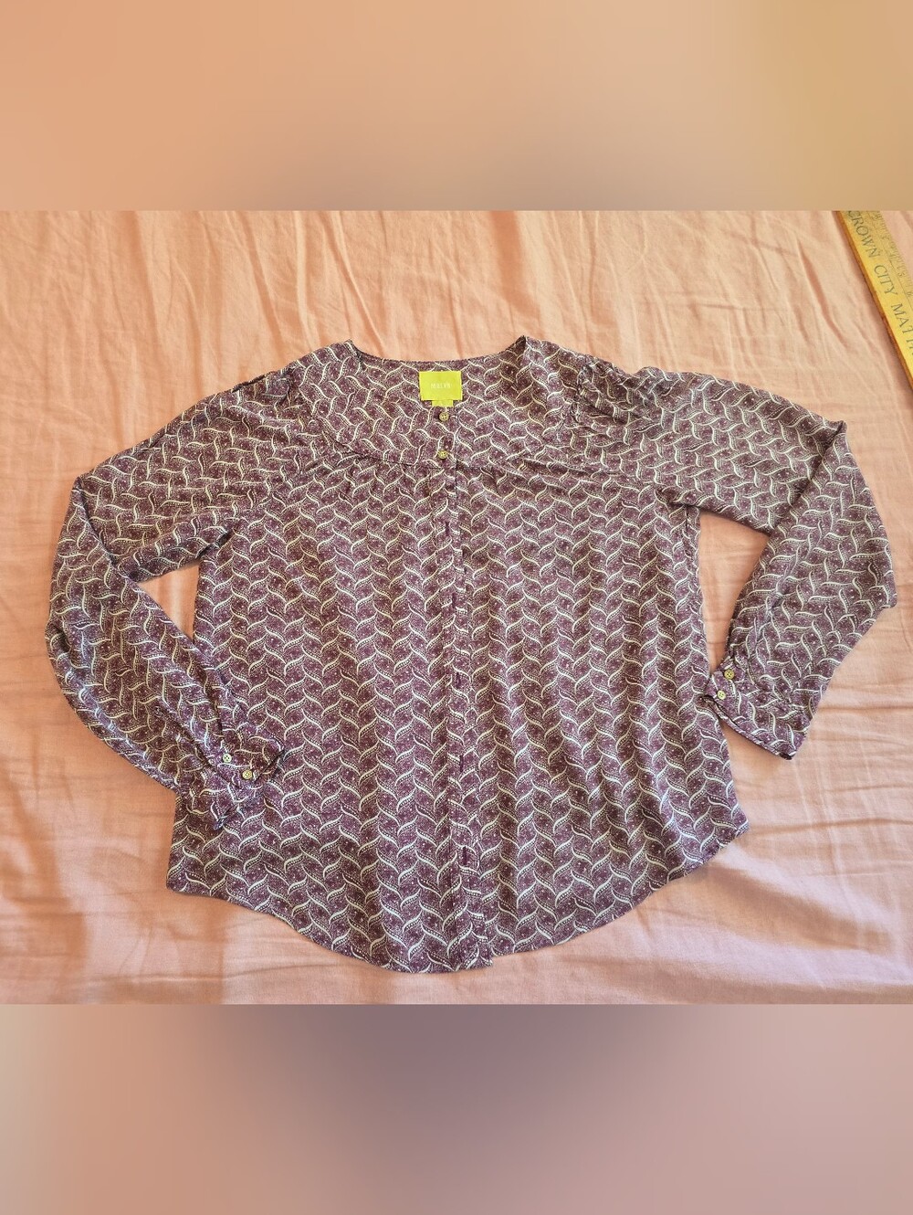 Maeve Burgundy Printed Long-Sleeve Blouse - Anthropologie